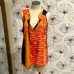 Orange Tie-Dye Sleeveless Top